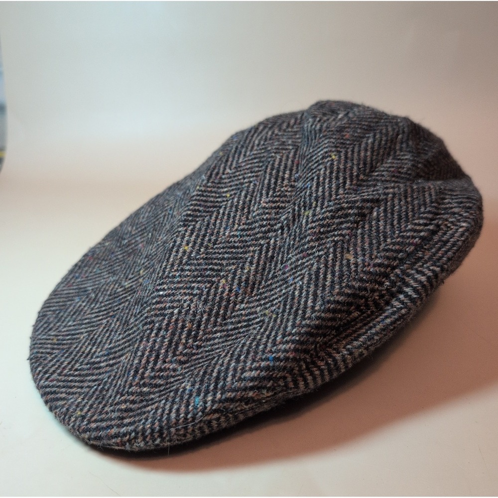 Canali Flat Cap Mens L Ivy Herringbone Multicolor Wool Blend Made In Italy EUC